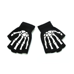 Skull Gloves Winter Knitted Touch Screen Night Luminous Fingerless Glo