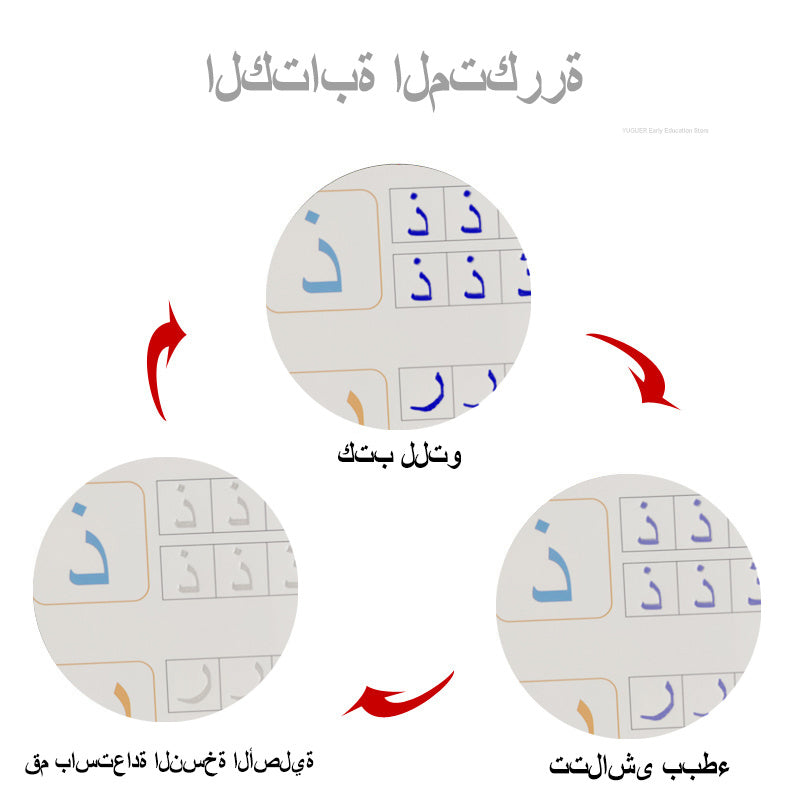 4 Pcs Reusable Writing Groove Arabic Alphabet Wordpad for Kids