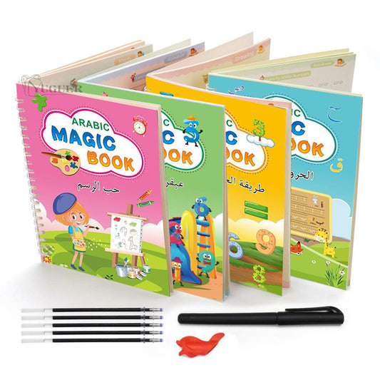 4 Pcs Reusable Writing Groove Arabic Alphabet Wordpad for Kids