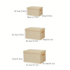 Fabric Foldable Clothes & Quilt Storage Box With Lid for Household & Dorm