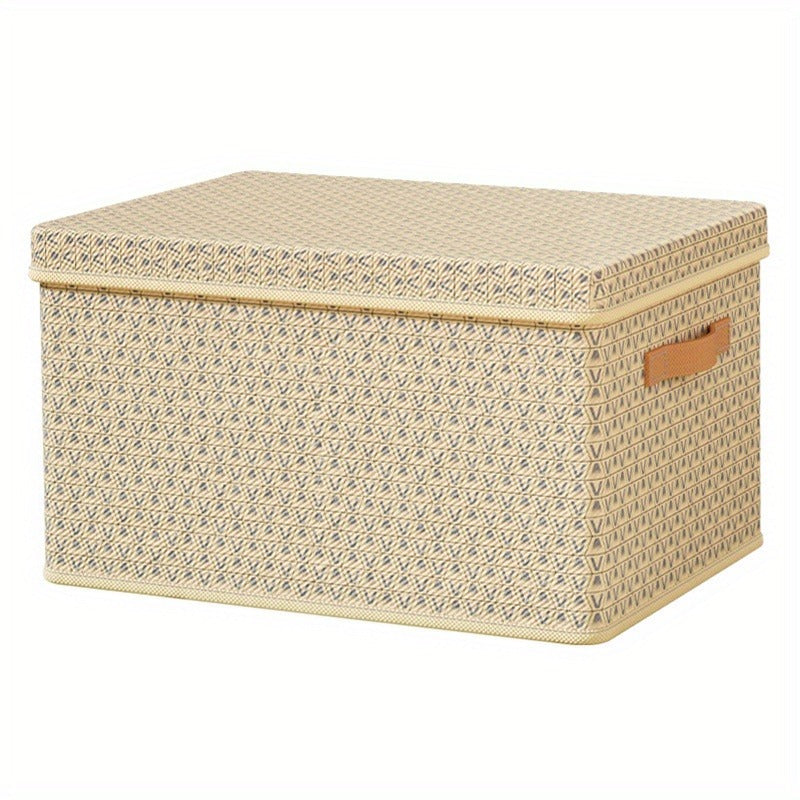 Fabric Foldable Clothes & Quilt Storage Box With Lid for Household & Dorm
