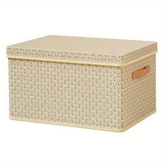 Fabric Foldable Clothes & Quilt Storage Box With Lid for Household & Dorm