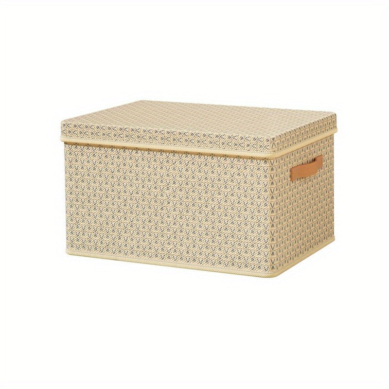 Fabric Foldable Clothes & Quilt Storage Box With Lid for Household & Dorm