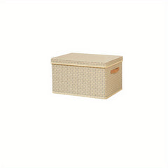 Fabric Foldable Clothes & Quilt Storage Box With Lid for Household & Dorm