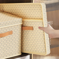 Fabric Foldable Clothes & Quilt Storage Box With Lid for Household & Dorm