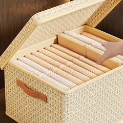 Fabric Foldable Clothes & Quilt Storage Box With Lid for Household & Dorm