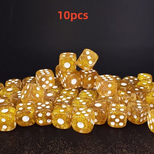 10pcs Golden Scallion Dice with Glittering Dots, Creative 16mm Dices for Bar KTV
