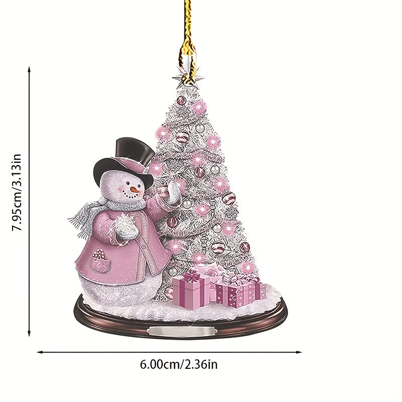 Pink Christmas Acrylic Decorative Pendant Car Bag Key Accessories