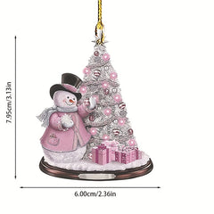 Pink Christmas Acrylic Decorative Pendant Car Bag Key Accessories