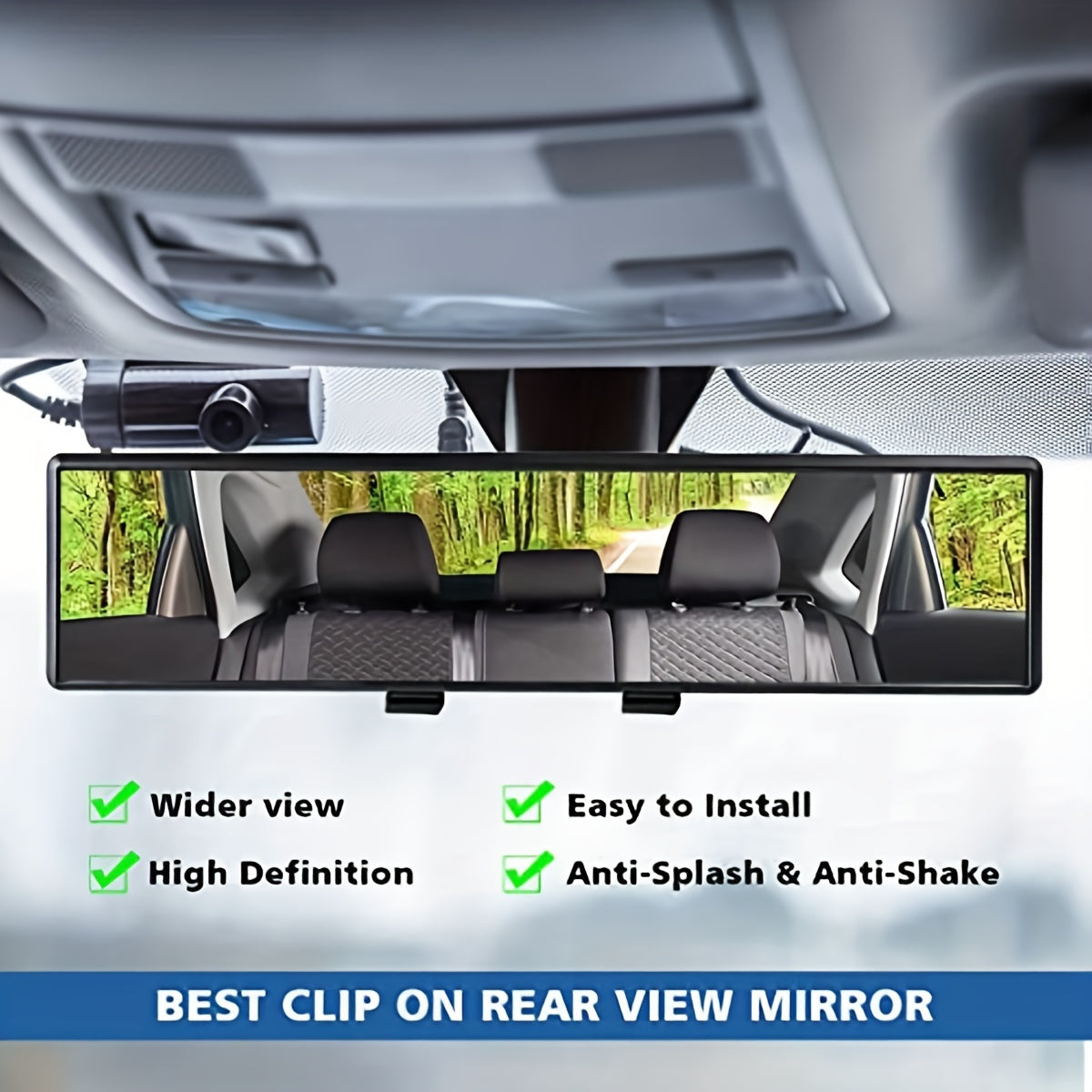 Curved Rear View Mirror Anti Fog Anti Glare Car Accessory