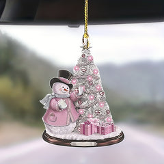 Pink Christmas Acrylic Decorative Pendant Car Bag Key Accessories