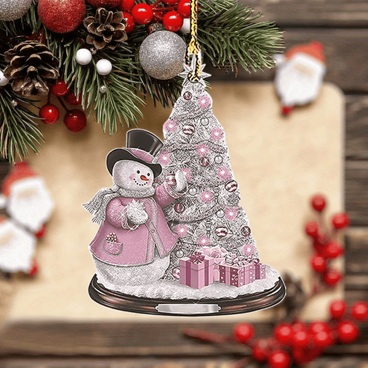 Pink Christmas Acrylic Decorative Pendant Car Bag Key Accessories