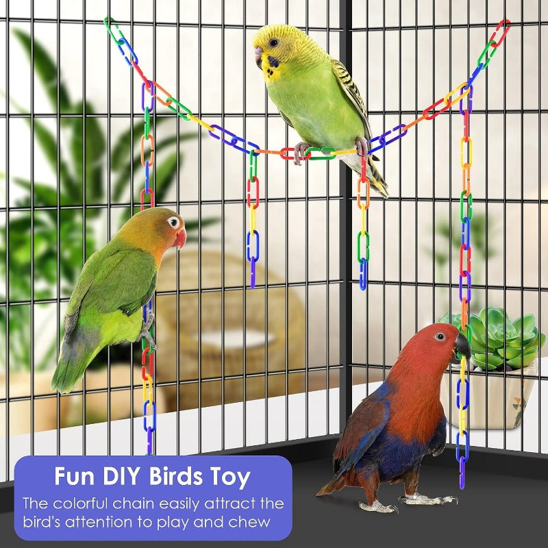 Rainbow C Clips Chains Hooks Plastic Chain Links Bird Learning Toy