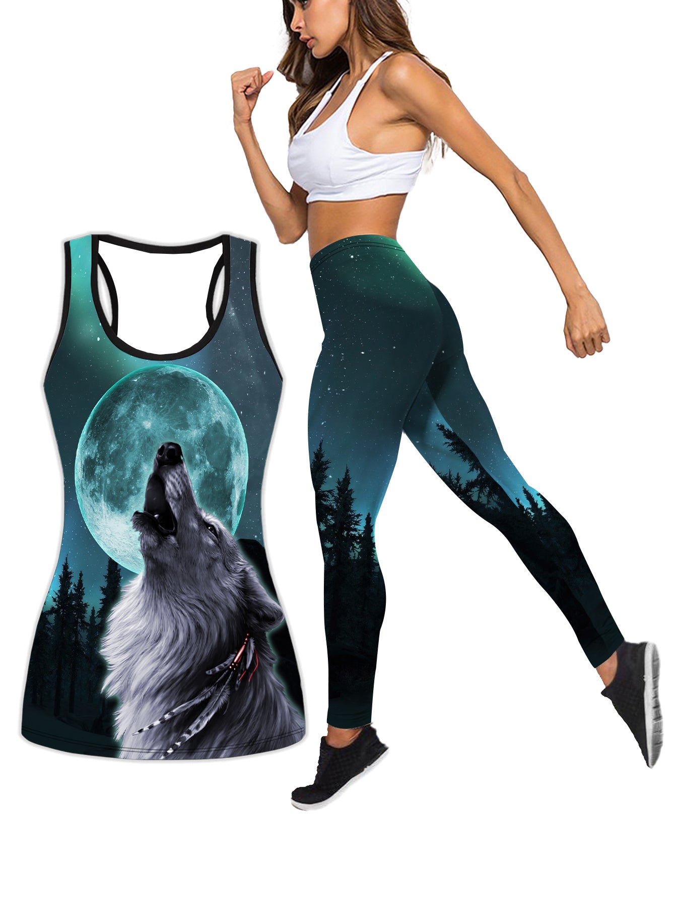  Painting Print Tank Top & Leggings Set