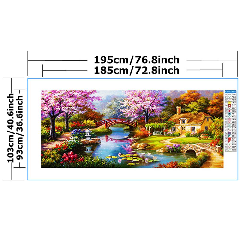 DIY Dream House Landscape Cross Stitch Kit 11CT Printed Canvas Painting