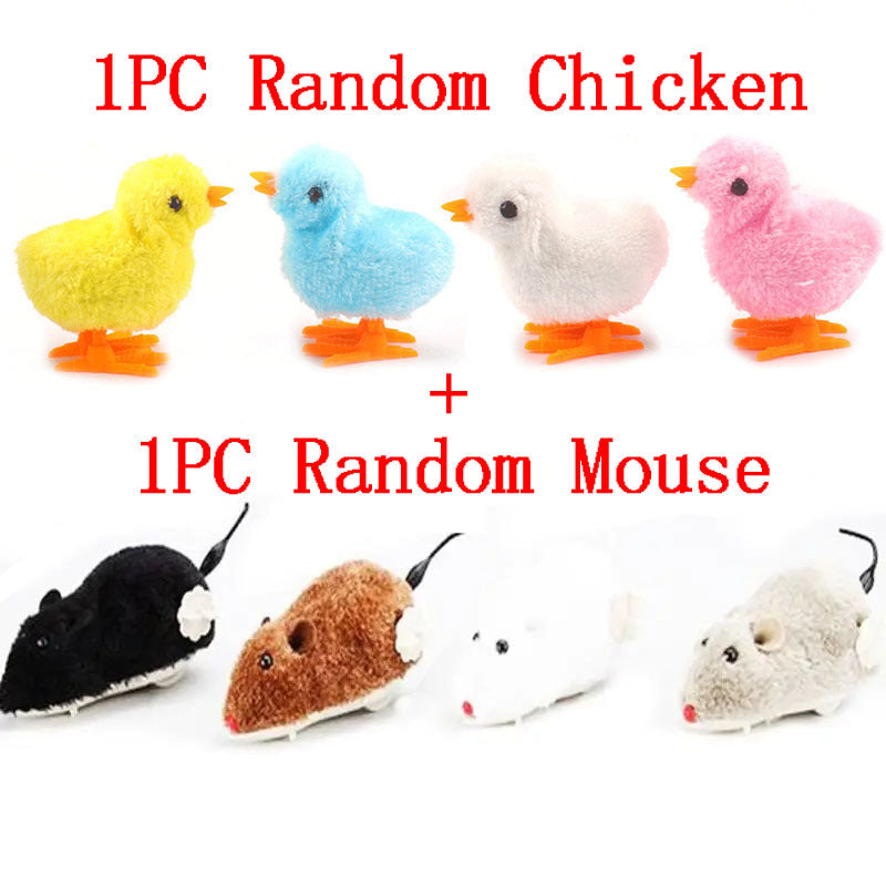 Random Wind Up Plush Mouse&Jumping Plush Chicks Chicken Easter Toys
