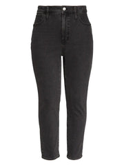 Women's Plus Solid Button Fly Medium Stretch Straight Leg Jeans