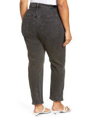 Women's Plus Solid Button Fly Medium Stretch Straight Leg Jeans