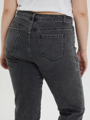 Women's Plus Solid Button Fly Medium Stretch Straight Leg Jeans