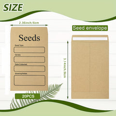 20 Seed Envelopes Self Adhesive for Saving Flower Vegetable Seeds