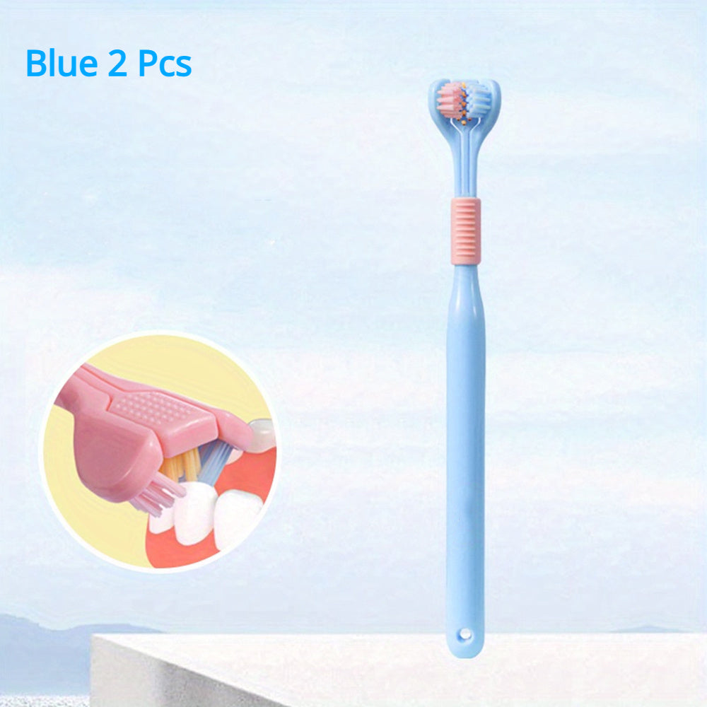 3-Sided Soft Bristle Travel Toothbrush for Adult Teeth & Gum Care
