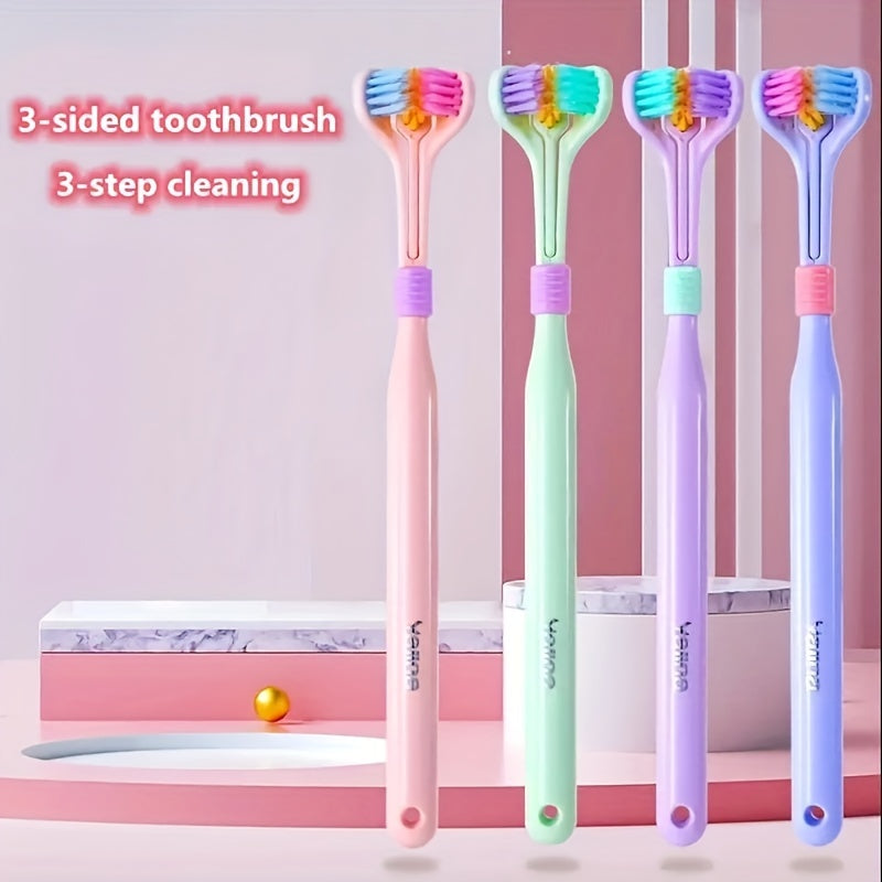 3-Sided Soft Bristle Travel Toothbrush for Adult Teeth & Gum Care