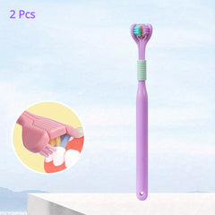 3-Sided Soft Bristle Travel Toothbrush for Adult Teeth & Gum Care