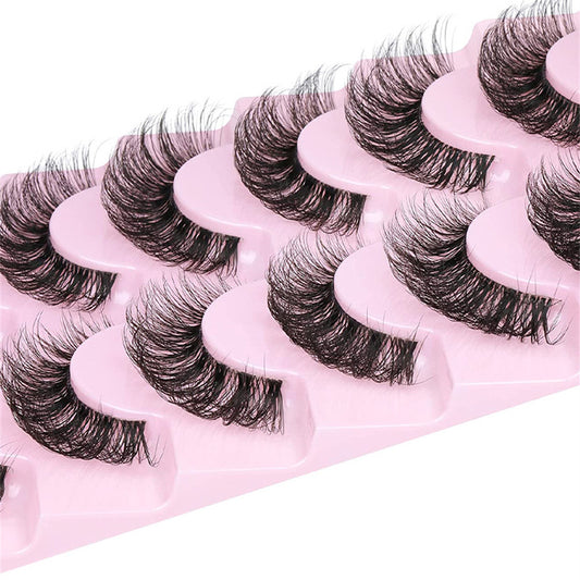 10 Pairs 6D Fluffy Faux Mink Cat Eye False Eyelashes