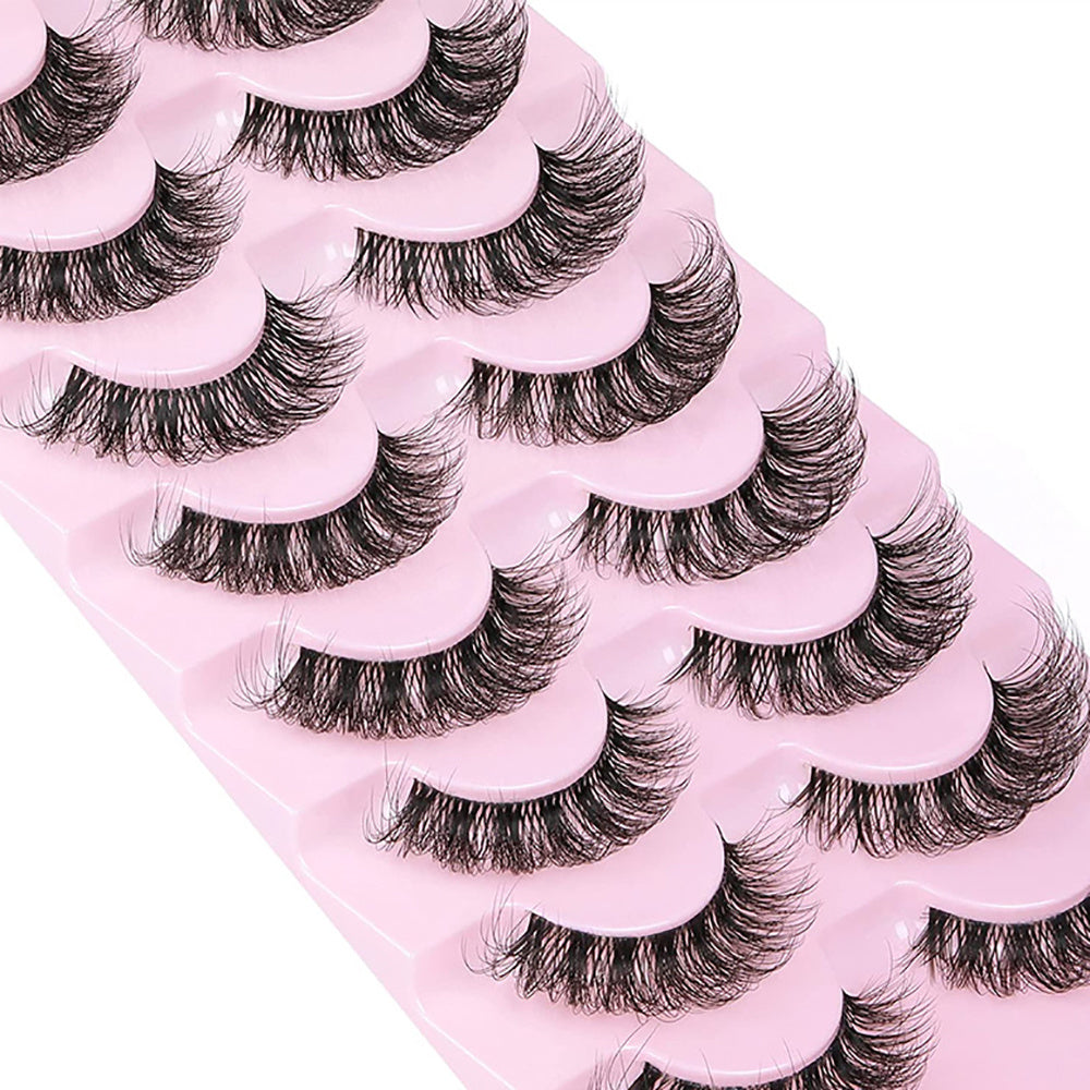 10 Pairs 6D Fluffy Faux Mink Cat Eye False Eyelashes