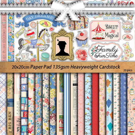 20pcs Retro Garden Paper for DIY Gift and Crafts