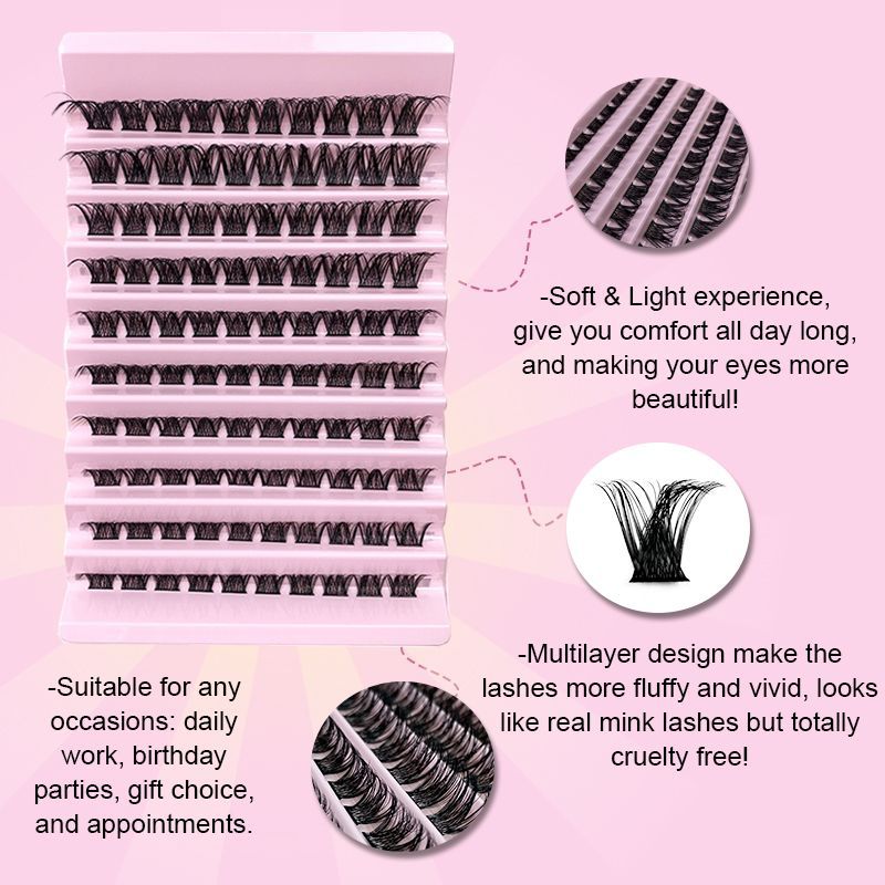 DIY Cluster Lashes 120 Volume Natural Segmented Eyelashes Bundles