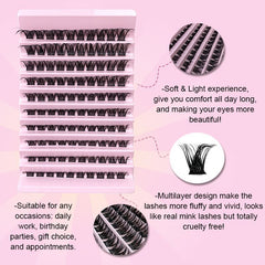 DIY Cluster Lashes 120 Volume Natural Segmented Eyelashes Bundles