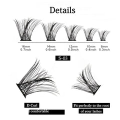 DIY Cluster Lashes 120 Volume Natural Segmented Eyelashes Bundles