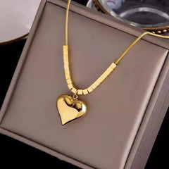 18K Plated Heart Pendant Necklace Female Hip hop Style Chain Jewelry Gift