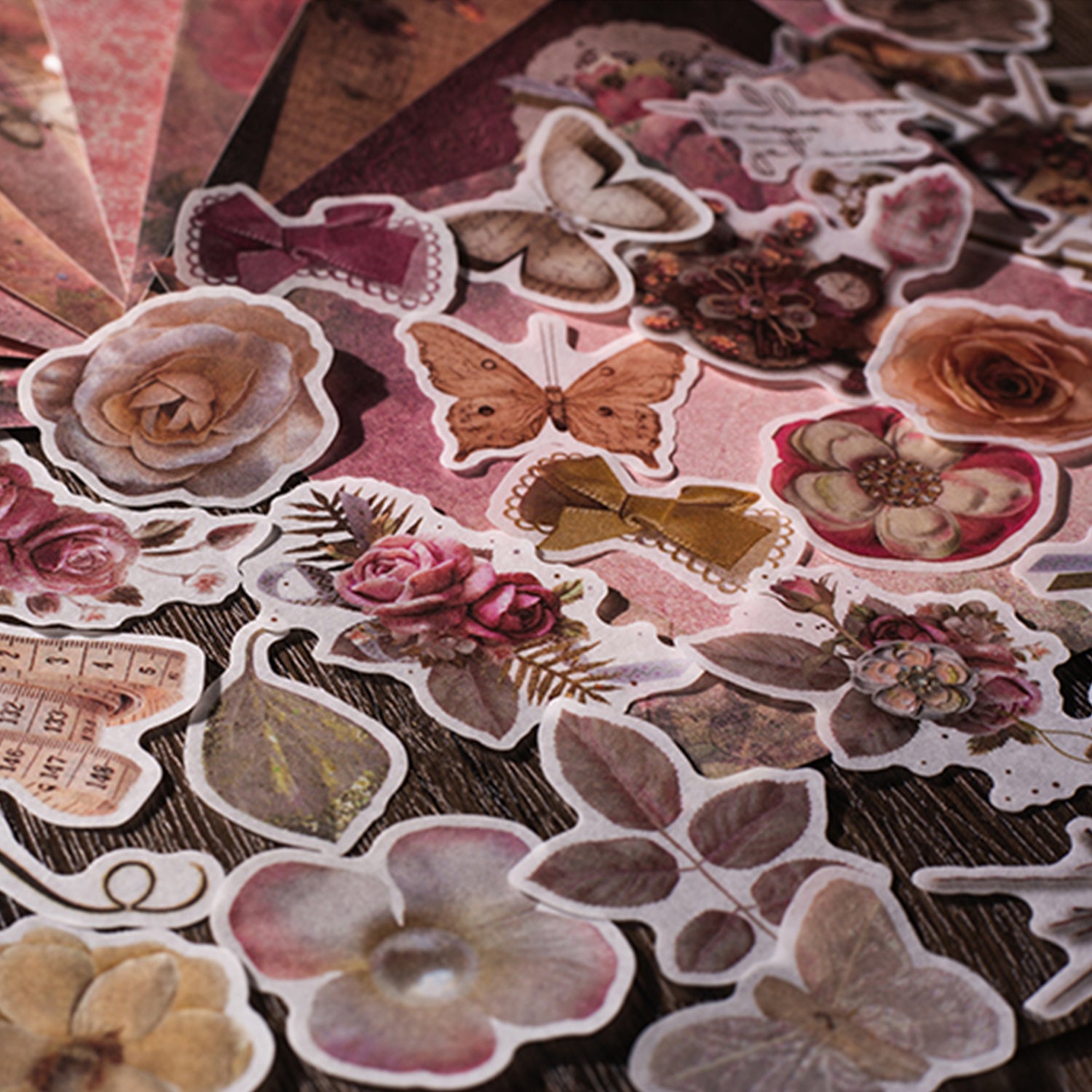 60pcs Vintage Scrapbook Paper Washi Sticker Retro Material For Plan
