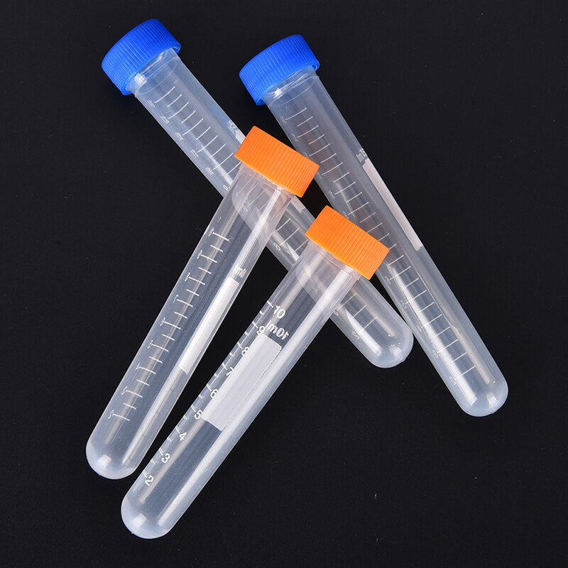 10pcs 10ml 15ml Transparent Graduation Test Tube with Lids