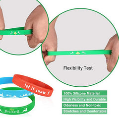 8PCS Christmas Silicone Bracelet Rubber Wristband Holiday Decorations