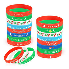 8PCS Christmas Silicone Bracelet Rubber Wristband Holiday Decorations