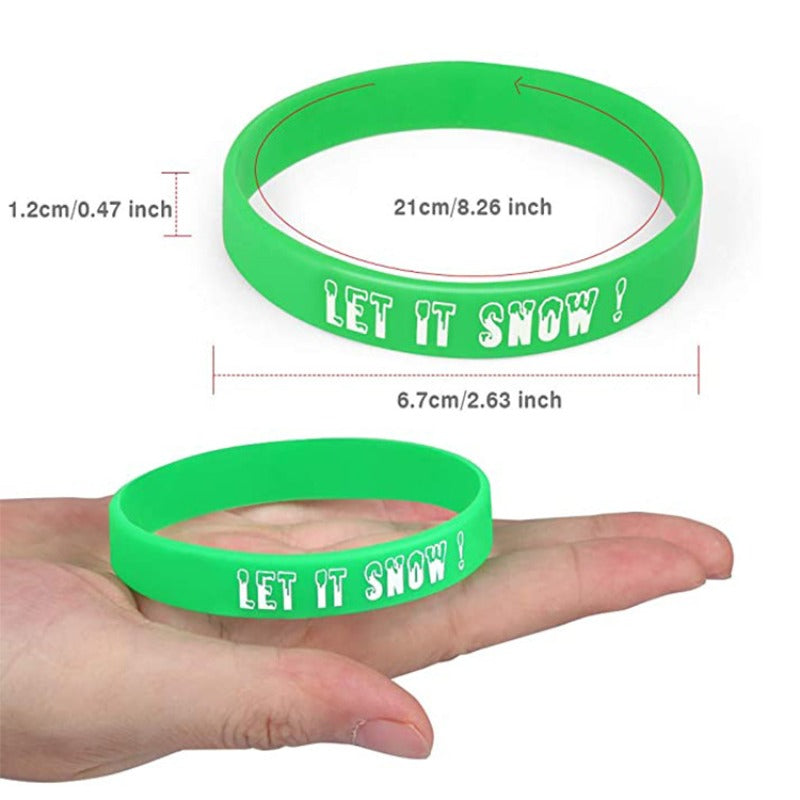 8PCS Christmas Silicone Bracelet Rubber Wristband Holiday Decorations