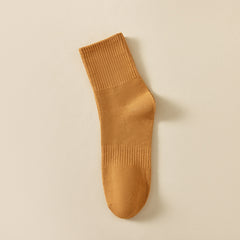 5 Pairs Mid Calf Athletic Socks Unisex Solid Colors