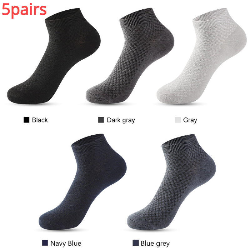 5 Pairs Men's Bamboo Fiber Ankle Socks for Spring/Summer
