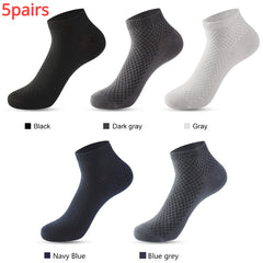 5 Pairs Men's Bamboo Fiber Ankle Socks for Spring/Summer