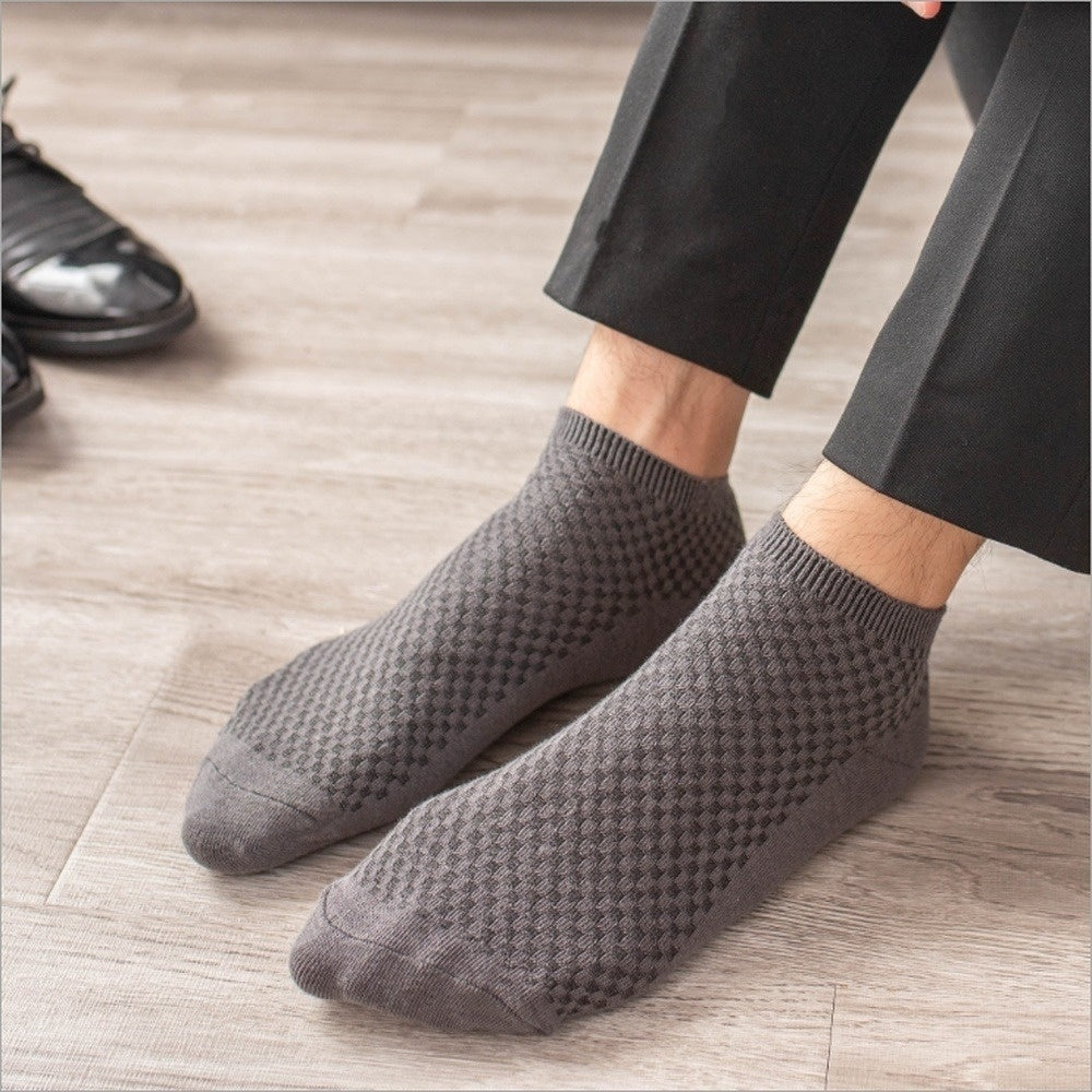 5 Pairs Men's Bamboo Fiber Ankle Socks for Spring/Summer