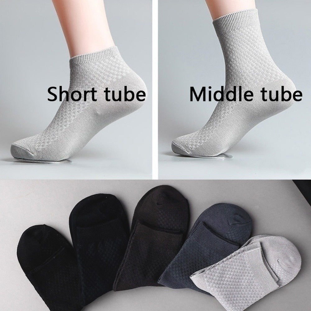 5 Pairs Men's Bamboo Fiber Ankle Socks for Spring/Summer