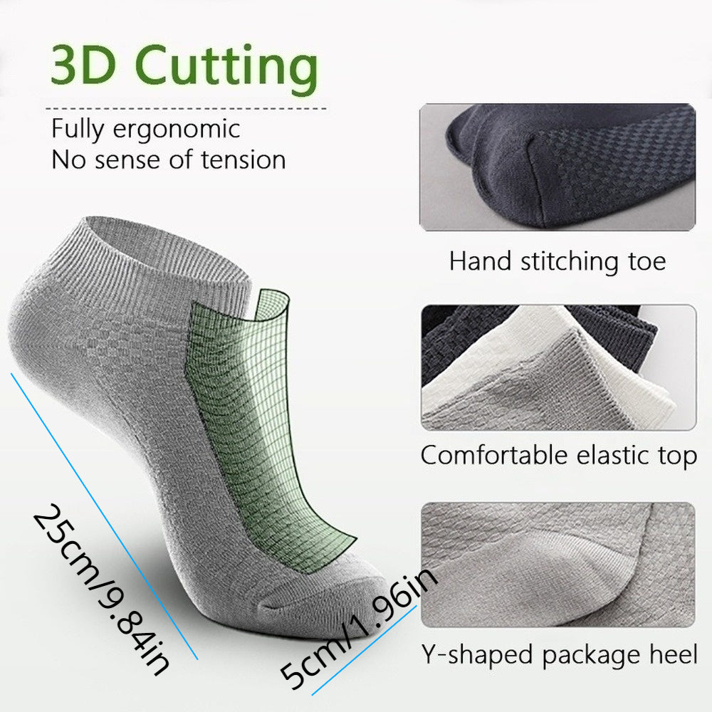 5 Pairs Men's Bamboo Fiber Ankle Socks for Spring/Summer