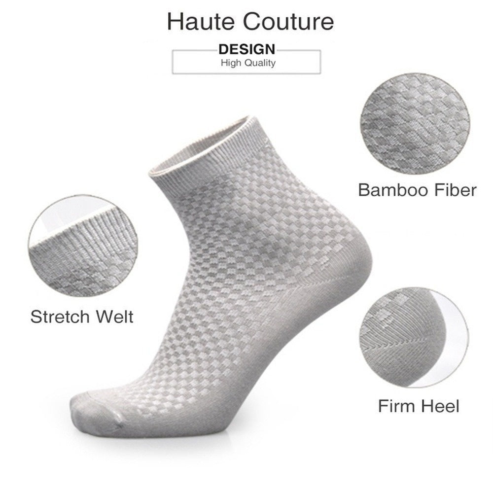 5 Pairs Men's Bamboo Fiber Ankle Socks for Spring/Summer