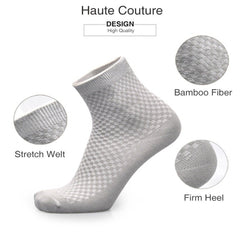 5 Pairs Men's Bamboo Fiber Ankle Socks for Spring/Summer