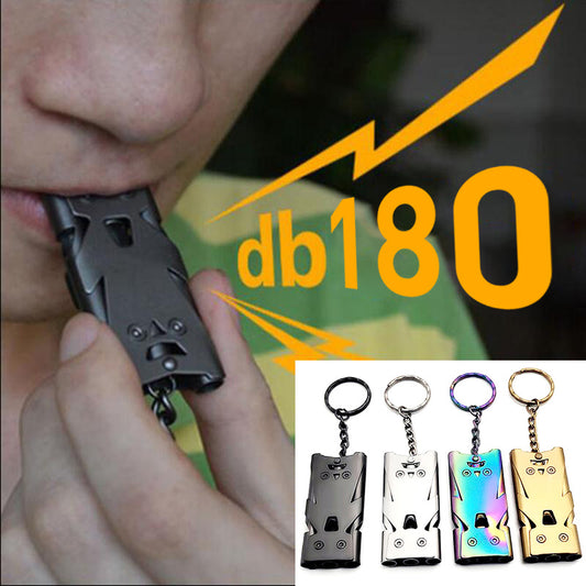 Double Tube Whistle Keychain High Decibel Survival Emergency Camping