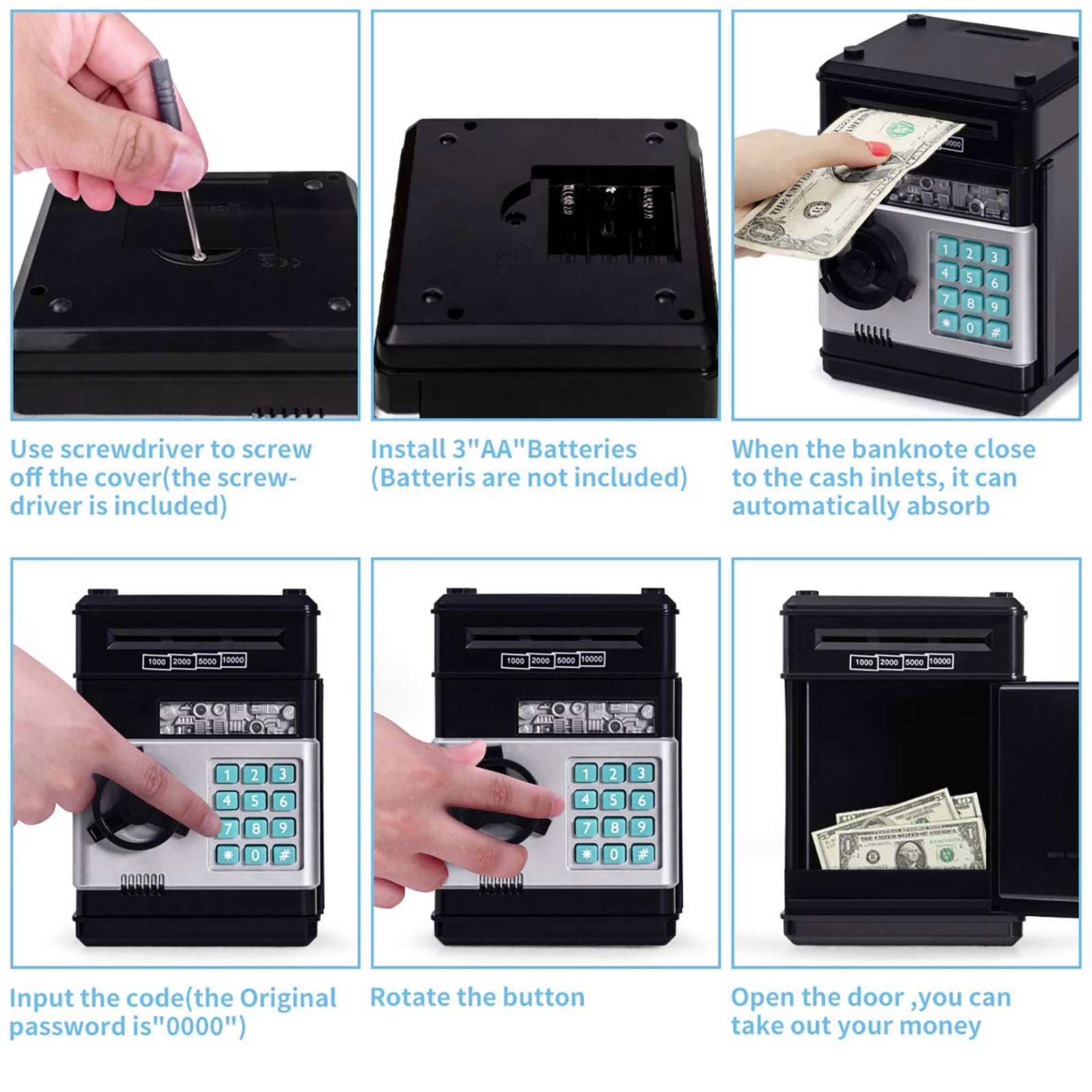 Piggy Bank Cash Coin Can ATM Bank Electronic Coin Money Bank