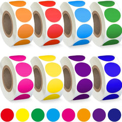 4000 PCS 3/4 Colored Dot Stickers Circle Coding Labels, 8 Style